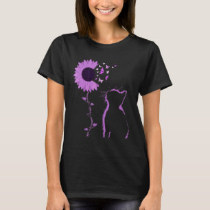 Kat Kijk Paarse zonnebloempitten Overdosis Voorzic T-shirt