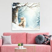 Kat kijken naar sneeuwvlokken canvas afdruk (Insitu (Woonkamer))