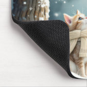 Kat kijken naar sneeuwvlokken muismat (Hoek)