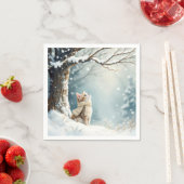 Kat kijken naar sneeuwvlokken servet (Insitu)