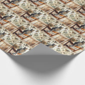 Kat kijken vogels op behang cadeaupapier (Hoek)