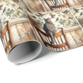 Kat kijken vogels op behang cadeaupapier (Rol Hoek)