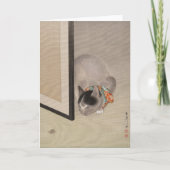 Kat kijkt naar een spin | Oide Tōkō Kaart (Voorkant)