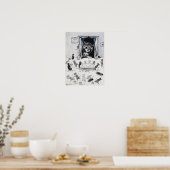 Kat kijkt naar het Muisland, Louis Wain Poster (Keuken)