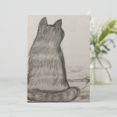 Kat kijkt naar ons bedankkaart (Staand voorkant)