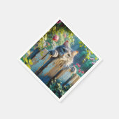 Kat kijkt over een hek servet (Hoek)