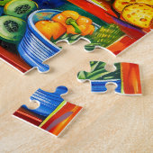 Kat kijkt uit keukenraam legpuzzel (Zijkant)