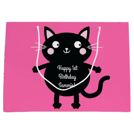 Kat Kind Kat bij geboorte-partij Groot Cadeauzakje (Voorkant)