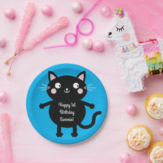 Kat Kind Kat bij geboorte-partij Papieren Bordje (Feest)