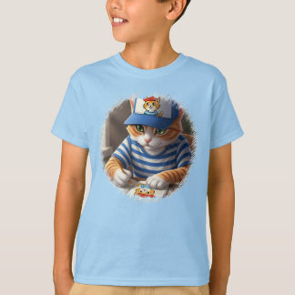 Kat kind kleuren van een afbeelding t-shirt