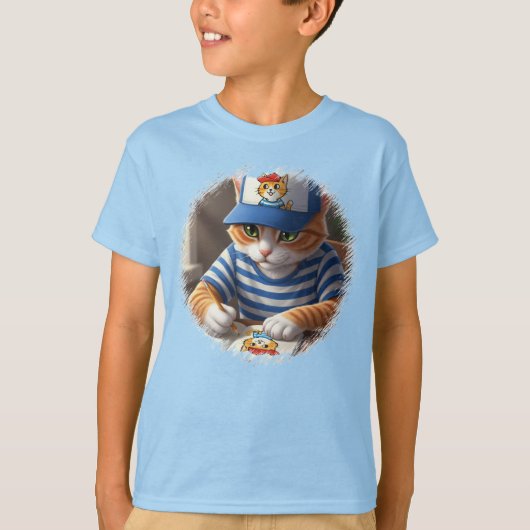 Kat kind kleuren van een afbeelding t-shirt (Voorkant)