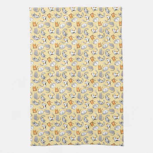 Kat Kitchen Towel (geel) Theedoek (Verticaal)