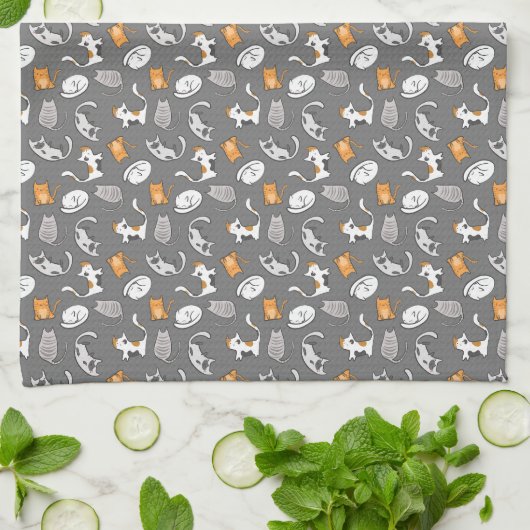 Kat Kitchen Towel (grijs) Theedoek (Gevouwen)