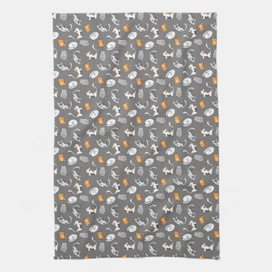 Kat Kitchen Towel (grijs) Theedoek (Verticaal)