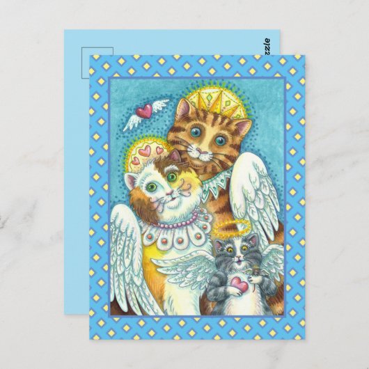 KAT, KITJE & MUIS ENGELEN IN DE HEMEL, HALO & VLIE BRIEFKAART (Voorkant / Achterkant)