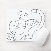 Kat Kitten Animal Feline Kat Line Art Muismat (Met muis)