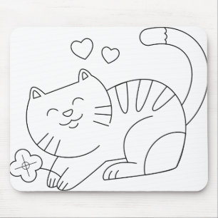 Kat Kitten Animal Feline Kat Line Art Muismat