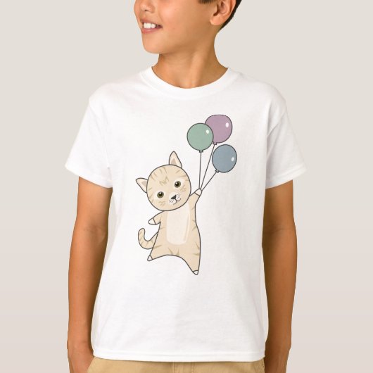 Kat Kitten Balloons luiden Kinderen dieren T-shirt (Voorkant)