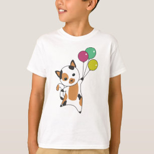 Kat Kitten Balloons Zoete dieren Tricolor T-shirt