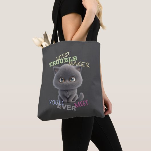 Kat Kitten Cuttest Trouble Maker Leuke Schattige P Tote Bag (Dichtbij)