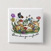 Kat kitten die tuinvlinderbloemen spelen vierkante button 5,1 cm (Voorkant)