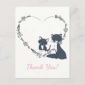 kat, kitten en bloemenhart dank u briefkaart (Voorkant)