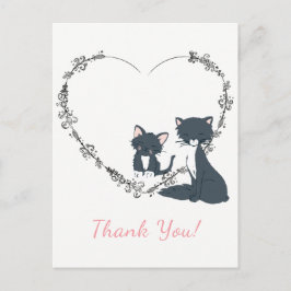  kat, kitten en bloemenhart dank u briefkaart