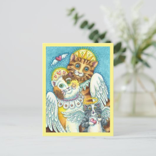 KAT-, KITTEN- EN MUISANGELS IN HEAVEN-, HALO- EN W BRIEFKAART (Staand voorkant)
