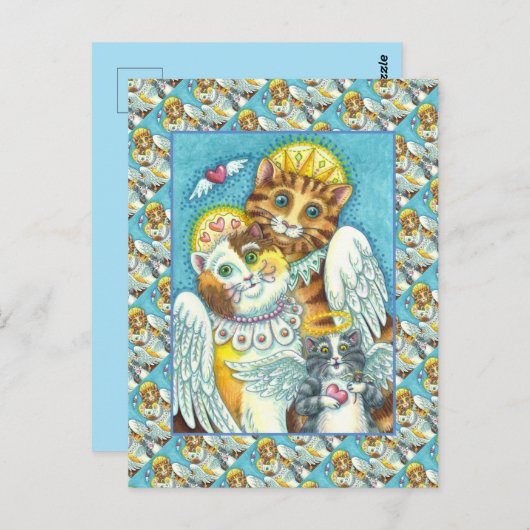 KAT-, KITTEN- EN MUISANGELS IN HEAVEN-, HALO- EN W BRIEFKAART (Voorkant / Achterkant)