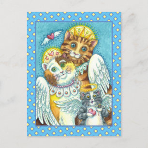 KAT-, KITTEN- EN MUISANGELS IN HEAVEN-, HALO- EN W BRIEFKAART