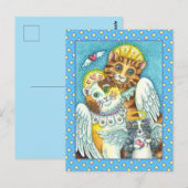 KAT-, KITTEN- EN MUISANGELS IN HEAVEN-, HALO- EN W BRIEFKAART (Voorkant / Achterkant)