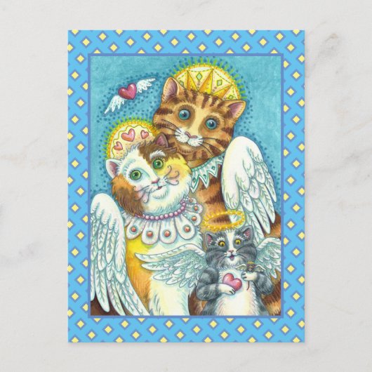 KAT-, KITTEN- EN MUISANGELS IN HEAVEN-, HALO- EN W BRIEFKAART (Voorkant)