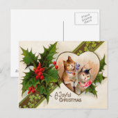 Kat Kitten Hart Shamrock Holly Briefkaart (Voorkant / Achterkant)