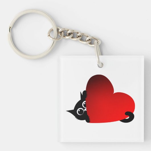Kat, Kitten, Hart Sleutelhanger (voorkant)