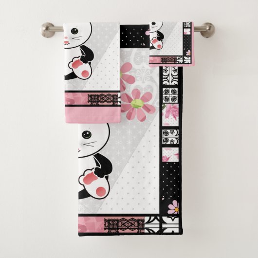 Kat kitten illustratie kinder kinderachtige afdruk bad handdoek (Insitu)