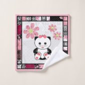 Kat kitten illustratie kinder kinderachtige afdruk bad handdoek (Wasdoekje)