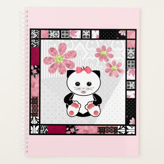 Kat kitten illustratie kinder kinderachtige afdruk planner (Voorkant)