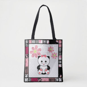 Kat kitten illustratie kinder kinderachtige afdruk tote bag