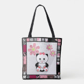 Kat kitten illustratie kinder kinderachtige afdruk tote bag (Achterkant)