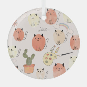 Kat kitten katten: schattig dierpatroon glas ornament