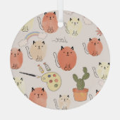 Kat kitten katten: schattig dierpatroon glas ornament (Achterkant)