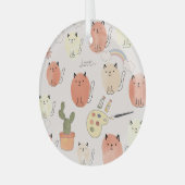 Kat kitten katten: schattig dierpatroon glas ornament (Voorkant links)