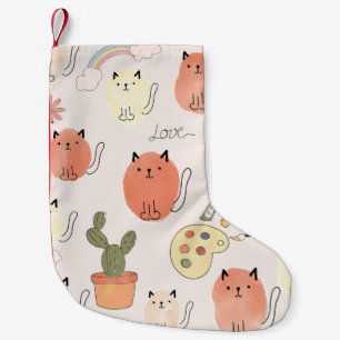 Kat kitten katten: schattig dierpatroon kleine kerstsok