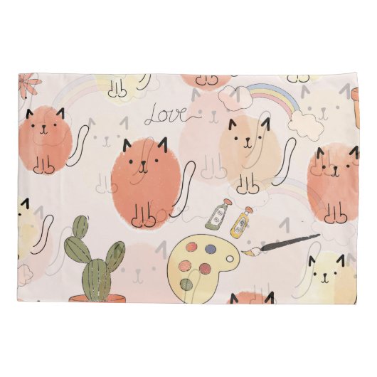 Kat kitten katten: schattig dierpatroon kussensloop (Achterkant)