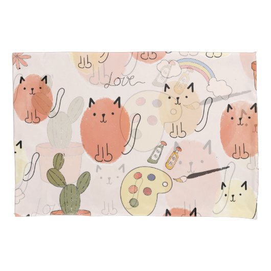 Kat kitten katten: schattig dierpatroon kussensloop (Voorkant)