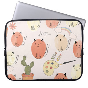 Kat kitten katten: schattig dierpatroon laptop sleeve