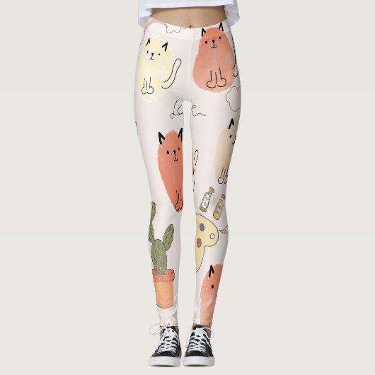 Kat kitten katten: schattig dierpatroon leggings (Voorkant)