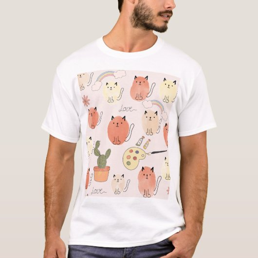 Kat kitten katten: schattig dierpatroon t-shirt (Voorkant)