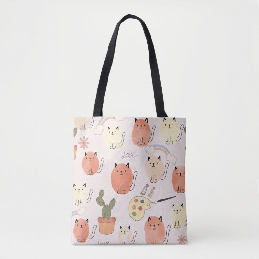 Kat kitten katten: schattig dierpatroon tote bag (Voorkant)