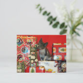 Kat, Kitten, Kerstmis, Redding, Foto Feestdagenkaart (Staand voorkant)